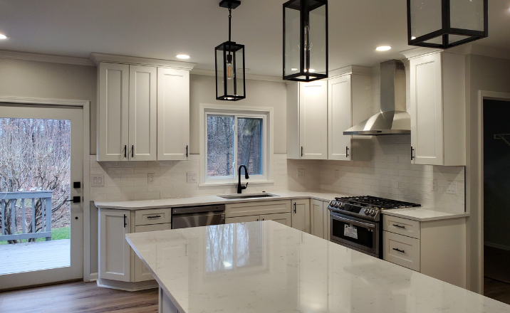 white counter in white kitchen